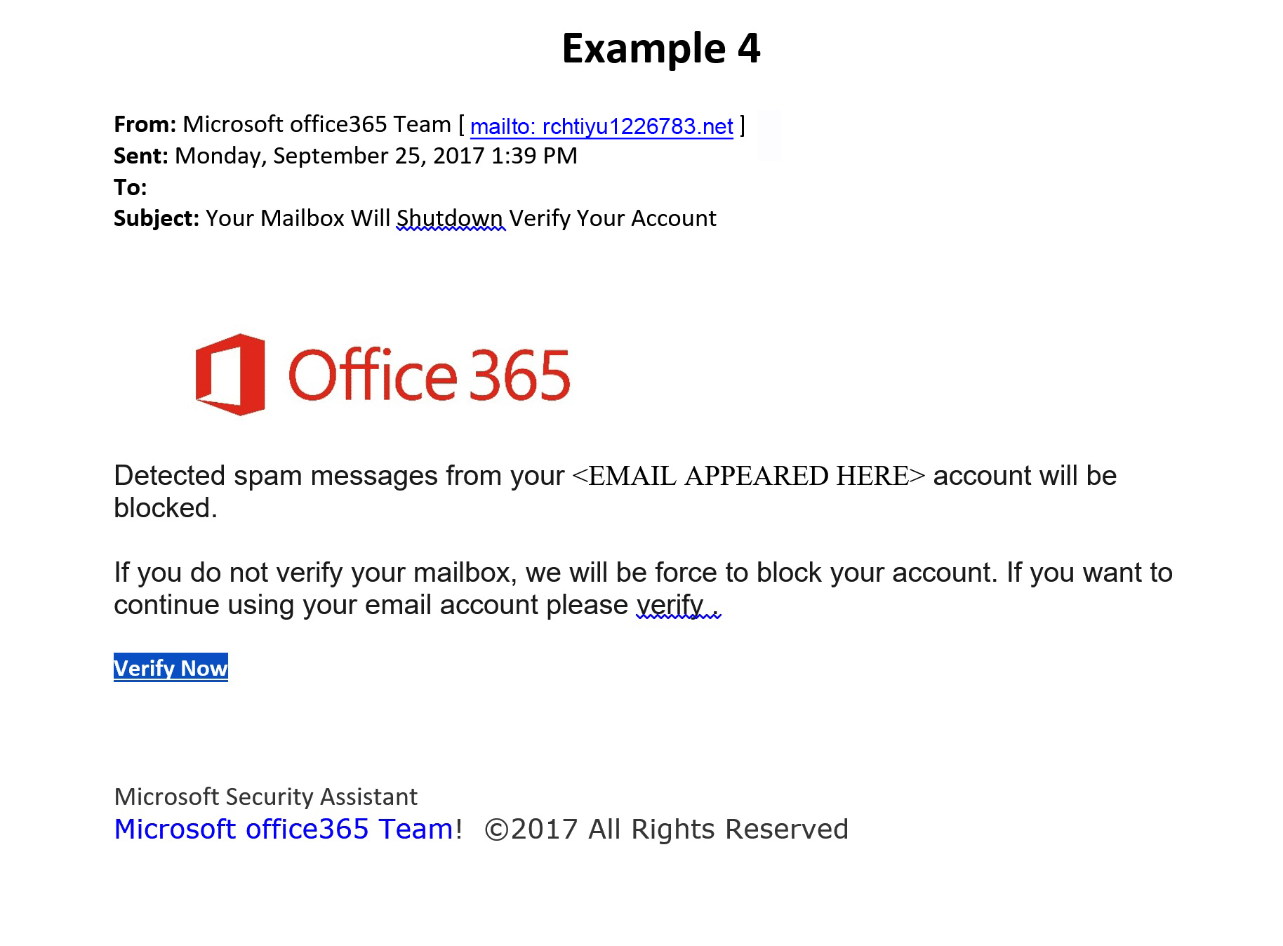 How To Tell If A Microsoft Email Is Legitimate U Neek Computer Services   Phishing Scam Example 4 