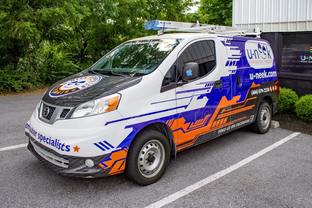 U-neek Computer Repair service vehicle serving Downingtown, Exton, West Chester, Chester Springs, Coatesville, and surrounding Chester County communities
